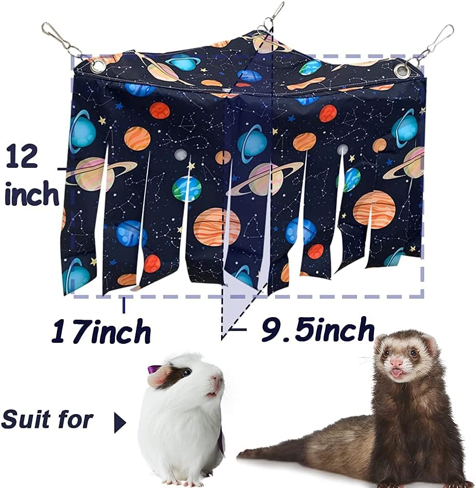Guinea Pig Hideout, Corner Fleece Forest Hideaway for Guinea Pigs, Ferrets, Chinchillas, Rats, Bunny & Other Small Animals Without Metal Fences(Black)