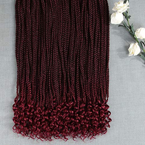 FASHION IDOL Box Braids Crochet Hair With Curly End Synthetic Kanekaion Ombre Long Twist Braiding hair For Black Women Hair Extension (200g/Pack 20 Strand/Pack)