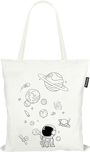 Fmeida Bolsa de lona estética para mujer, lindas bolsas de tela de algodón reutilizables, bolsa de playa resistente, bolsas de compras ecológicas,