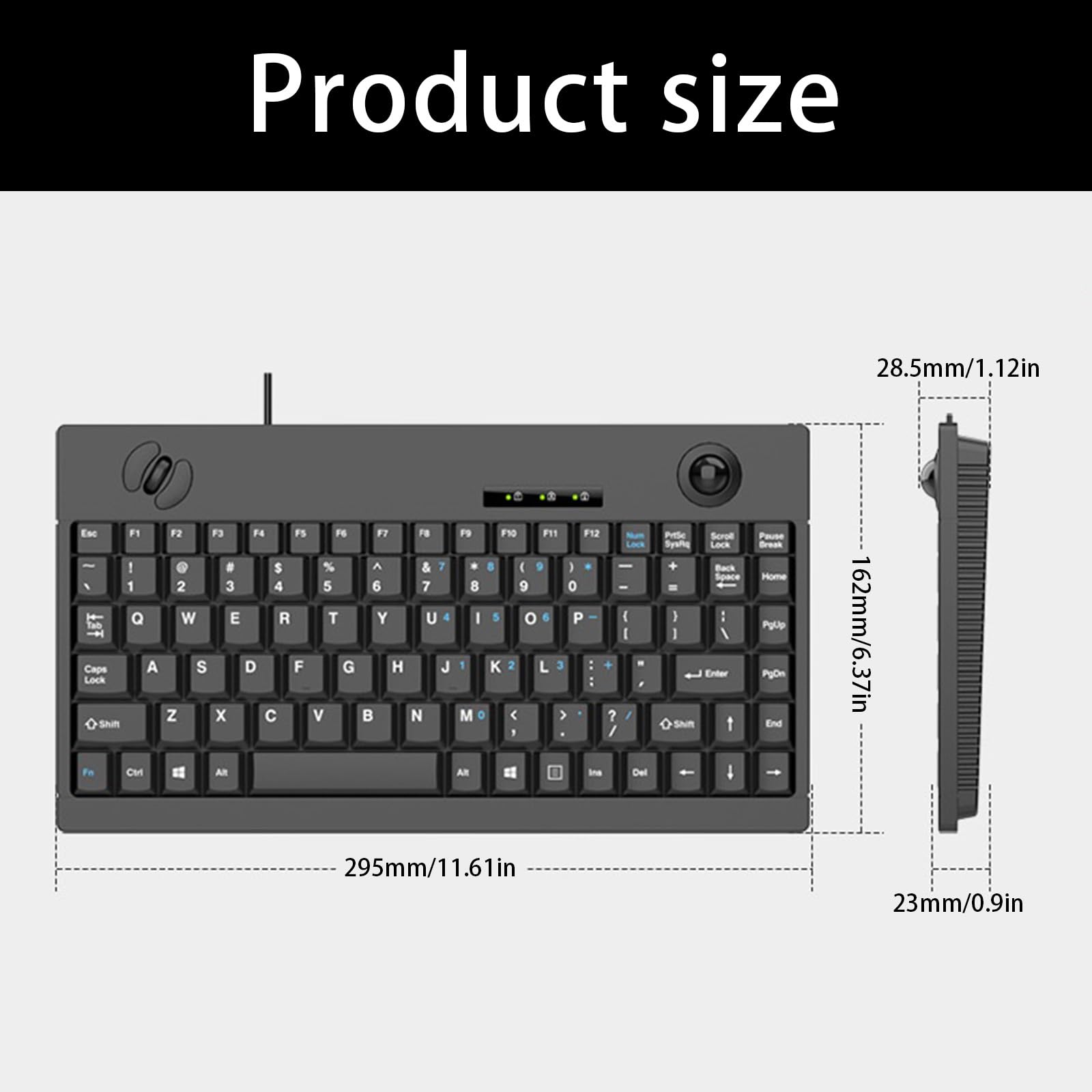 Générique Fils USB industriels Claviers 88 Touches Souris trackball intégrée Conception étanche pour systèmes Claviers USB industriels étanches avec trackball