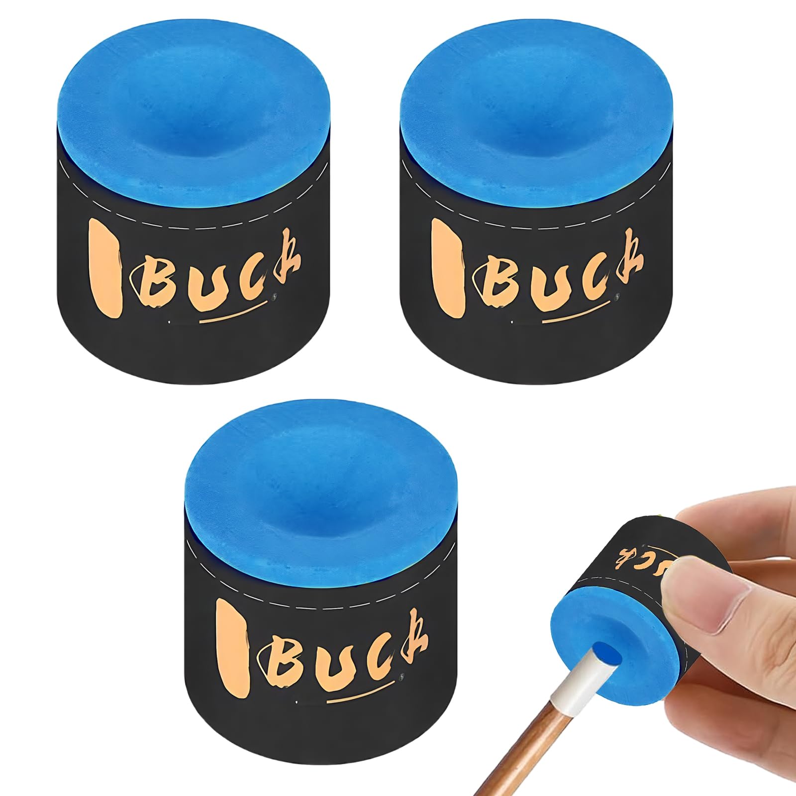 HEUIOP 3 Pcs Snooker Chalk, Multifunctional Round Pool Chalk, Non-slip Dry Chalks for Cue Tips, Snooker Accessories (Blue)