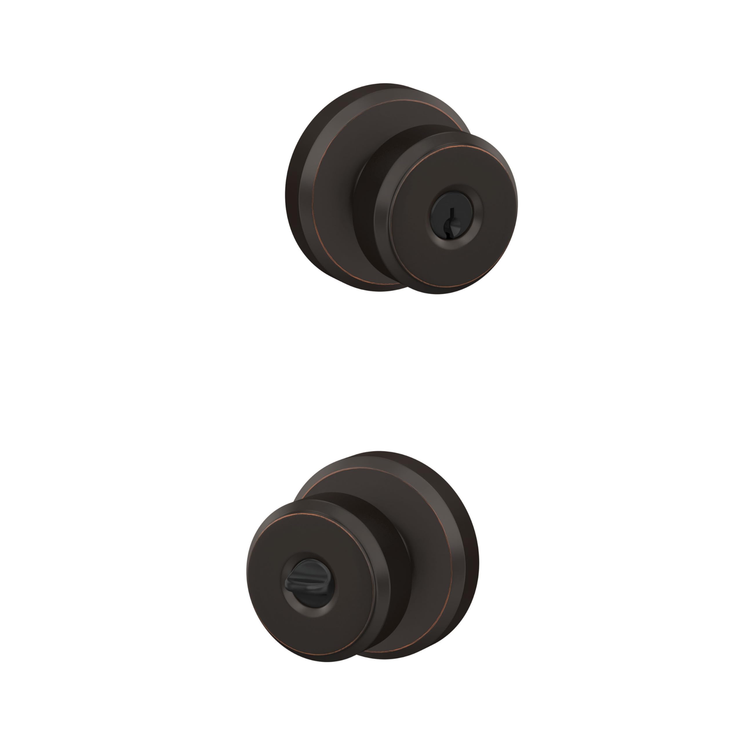 SCHLAGE Bowery Keyed Entry Door Knob, Interior/Exterior, Aged Bronze