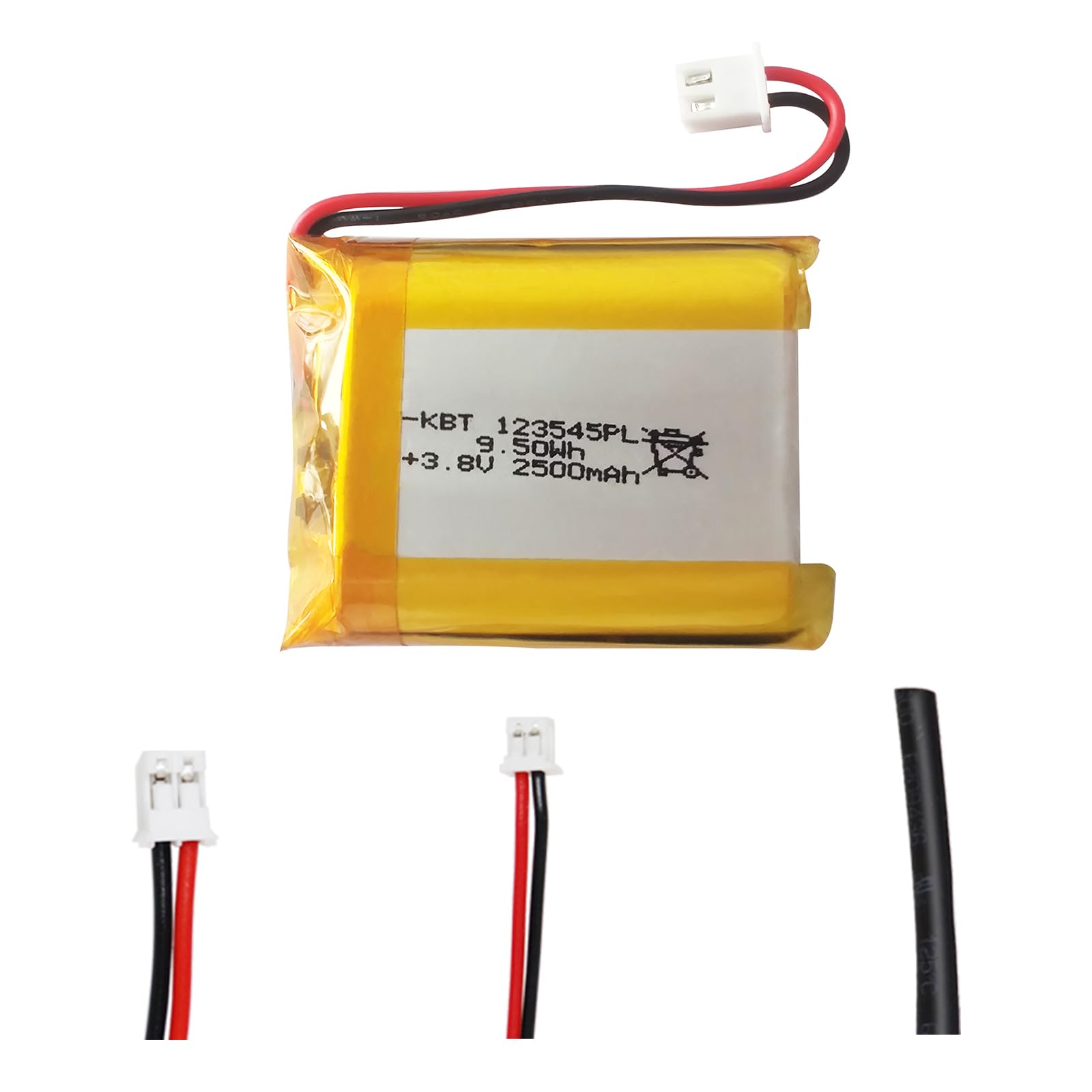 KBT 3.8V 2500mAh Li-Polymer Battery: 123545 Lipo Rechargeable Lithium-ion Replacement Batteries with JST Connector for Ar duino NodeMCU ESP32
