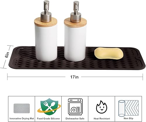 Miniatura 2 de ZLR Tapete de silicona para secar platos para encimera de cocina, tapete ecológico de secado rápido, fácil de limpiar, tapete de secado multiuso,