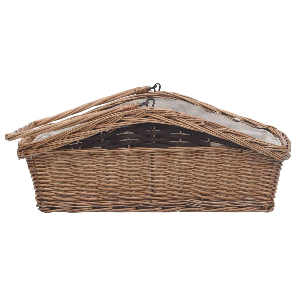 Festnight Cesta Legna da Ardere con Manico 57x46,5x52cm/61,5x46,5x58cm Cesto in Vimini per Legna da Ardere Marrone in Salice