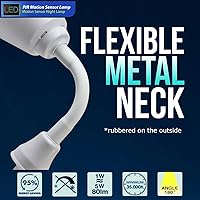 Vista 3 de Luz nocturna LED brillante con sensor de movimiento, 6 W, 6500 K, enchufe de pared, toma de corriente alterna, direccional, flexible, del atardecer