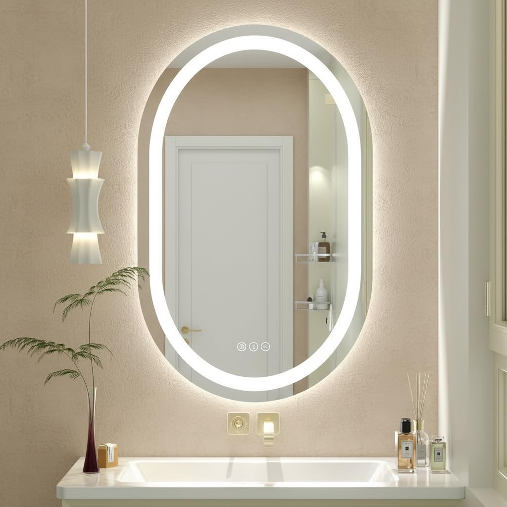 Oval LED Mirror with Touch Sensor & 3 Light Modes -3