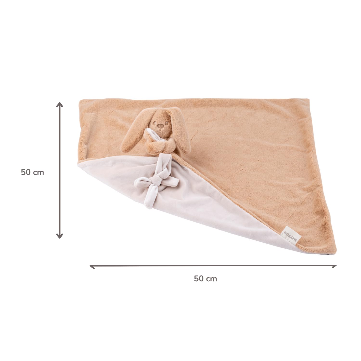 Nattou Lapidou Doudou Couverture 50 x 50cm - Couverture Bebe - Couverture Doudou Lapin - Cadeau Naissance Fille et garçon- Couleur Beige Chaud