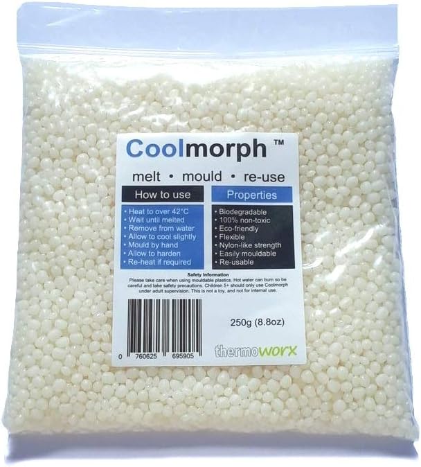 Thermoworx Coolmorph 250 Grams. Reusable Hand mouldable thermoplastic Polymer, Biodegradable Material.