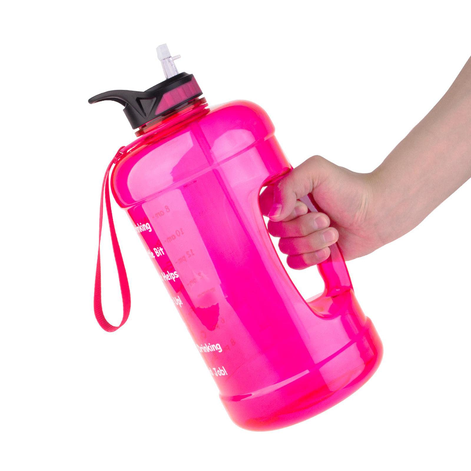 1 Gallon Sports Water Bottle BPA Free Water Jug Water Bottles with Straw Outdoor Sports Rose Red