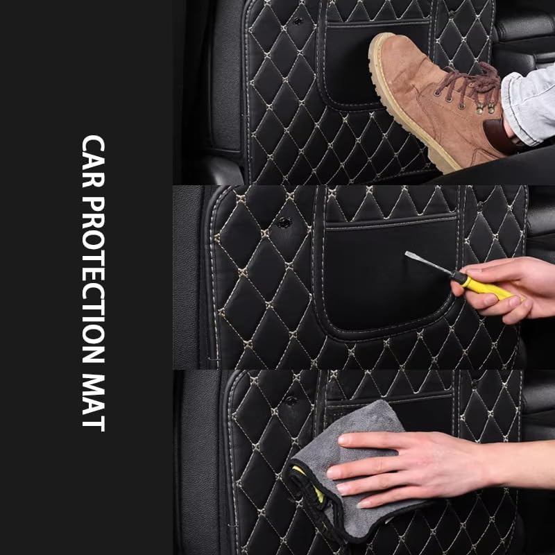 Kick Mats Back Seat Protector Compatible with Subaru Ascent, Back Seat Cover with 2 Pocket Storage Organizer Waterproof Dirt Proof Leather Travel Accessories,M