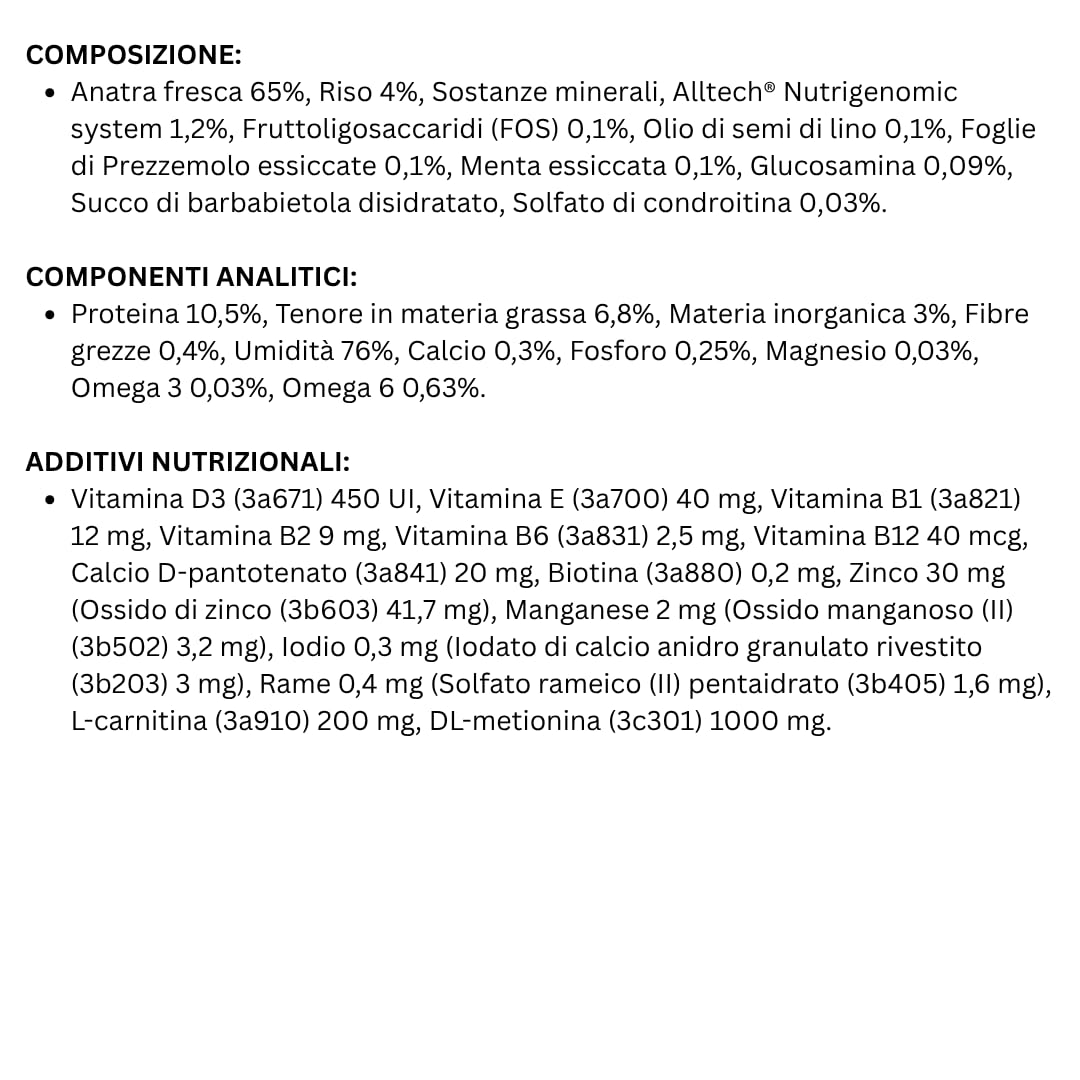 PROLIFE Cane Sterilised Sensitive Adult Duck & Rice - Mini | alimento umido completo per cani sterilizzati e/o sensibili di taglia piccola, prodotto senza glutine, 20 bustine da 100 grammi.