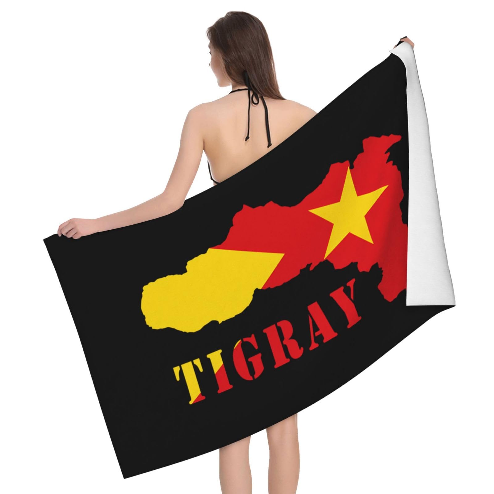 HLBSDM Microfiber Tigray Map Flag Beach Towel Quick Dry Soft Sand Free Beach Towels for Pool Swim Beach Lightweight Thin Towels