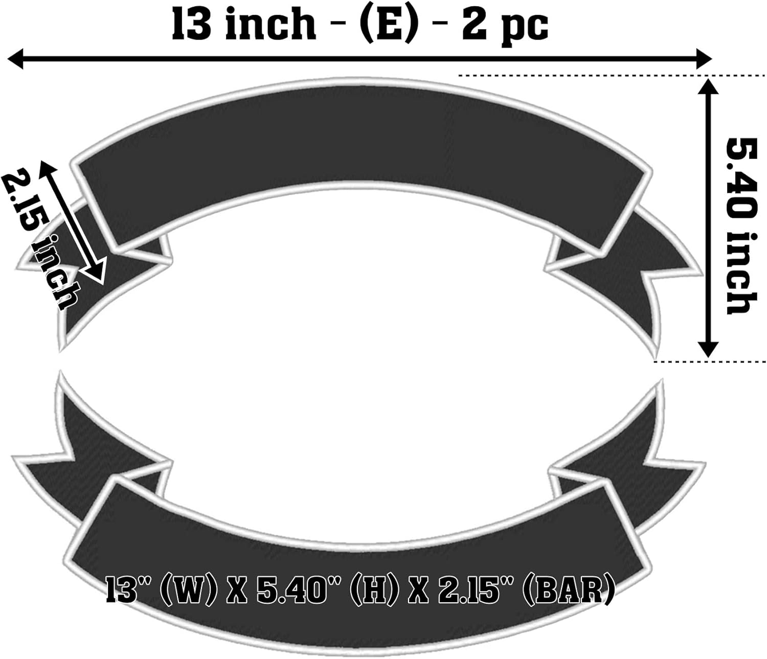 Custom Embroidered Patch Ribbon Rocker Name Tag MC Motorcycle Biker Sew on Patches - 13 inch Set (E) - 2 pc