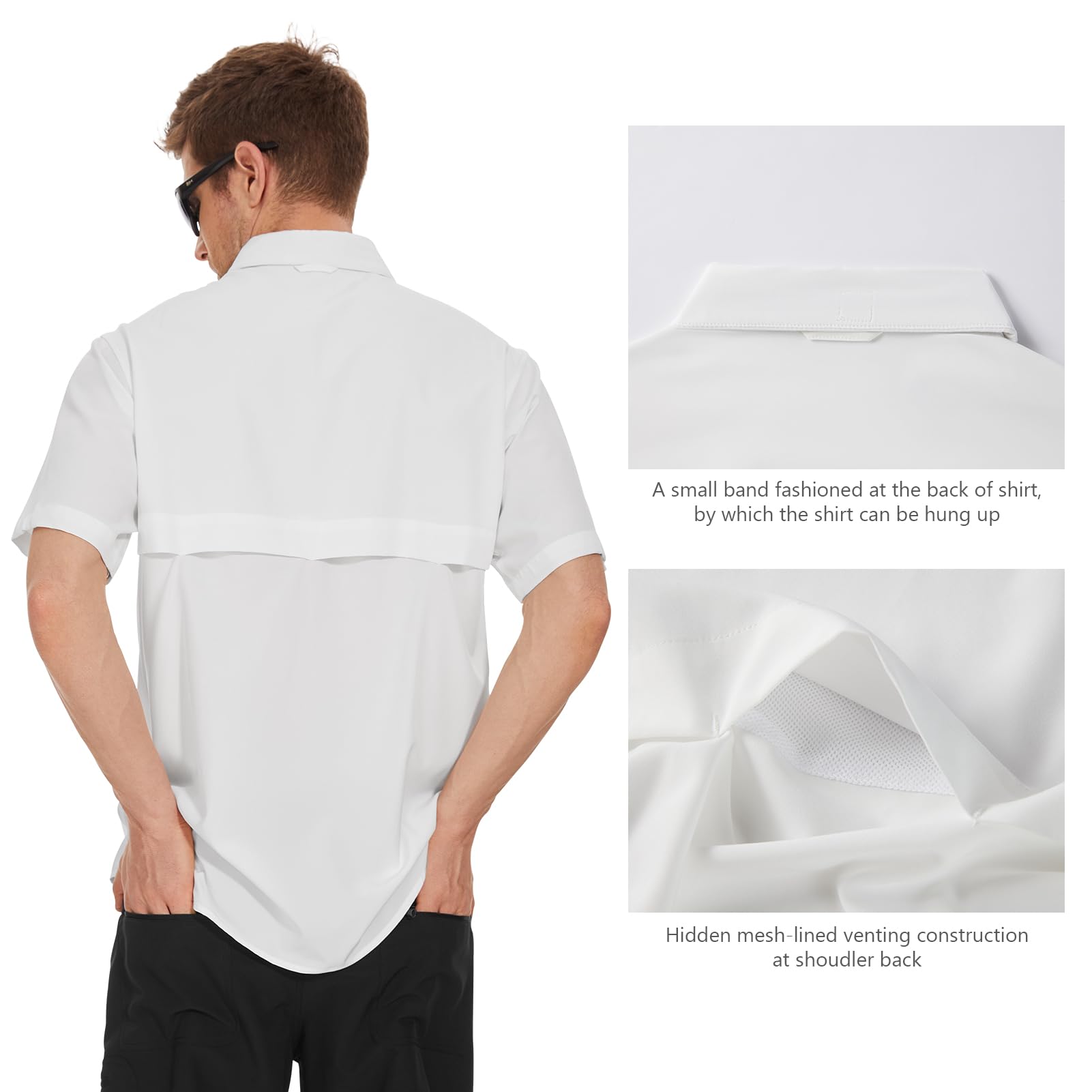 Bassdash Camicia da Pesca da Uomo Camicia Casual Estiva Camicia Hawaiana UPF 50+ Manica Corta abbottonata Fiori per Escursioni all'aperto e Campeggio