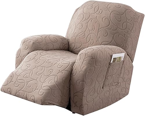 YUEANG Funda reclinable elástica de 4 piezas, funda de sofá para sofá reclinable de 1 asiento, protector de muebles lavable con parte inferior