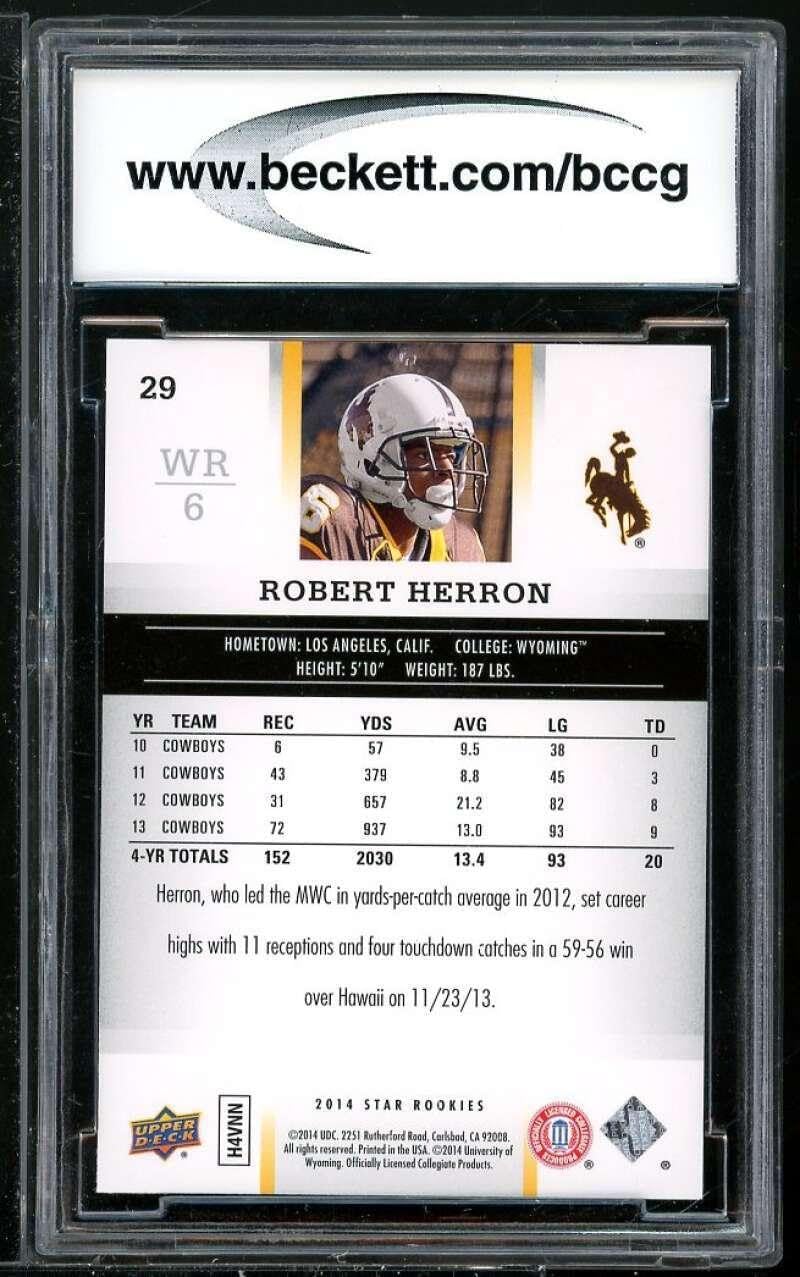 Robert Herron Rookie Card 2014 Upper Deck Star Rookies #29 BGS BCCG 10 - Unsigned Football Cards