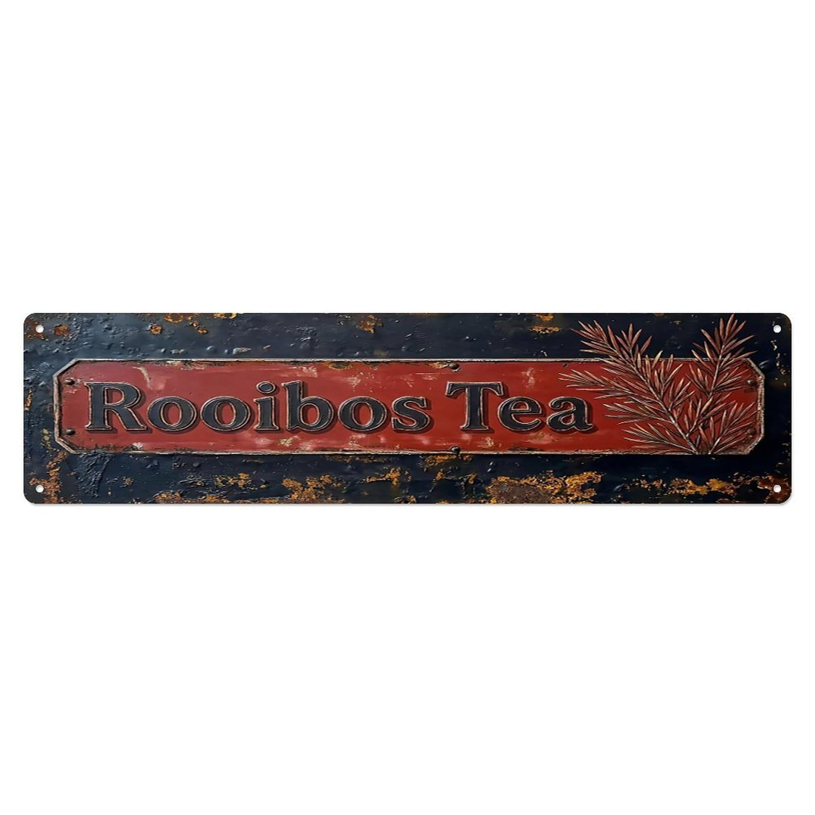 Vintage Rooibos Tea Caffeine Farmhouse Metal Tin Sign