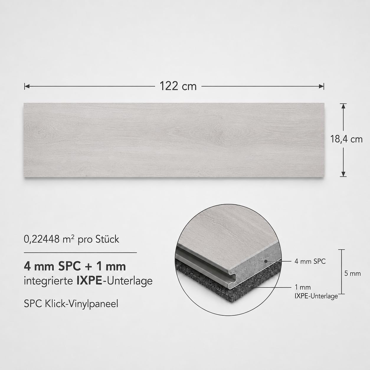 Klick - Pavimento in vinile rigido SPC, decorazione per piastrelle, impermeabile, 4 mm + 1 mm, isolamento per riscaldamento a pavimento (Mons Maple, Box 2,25 m²)