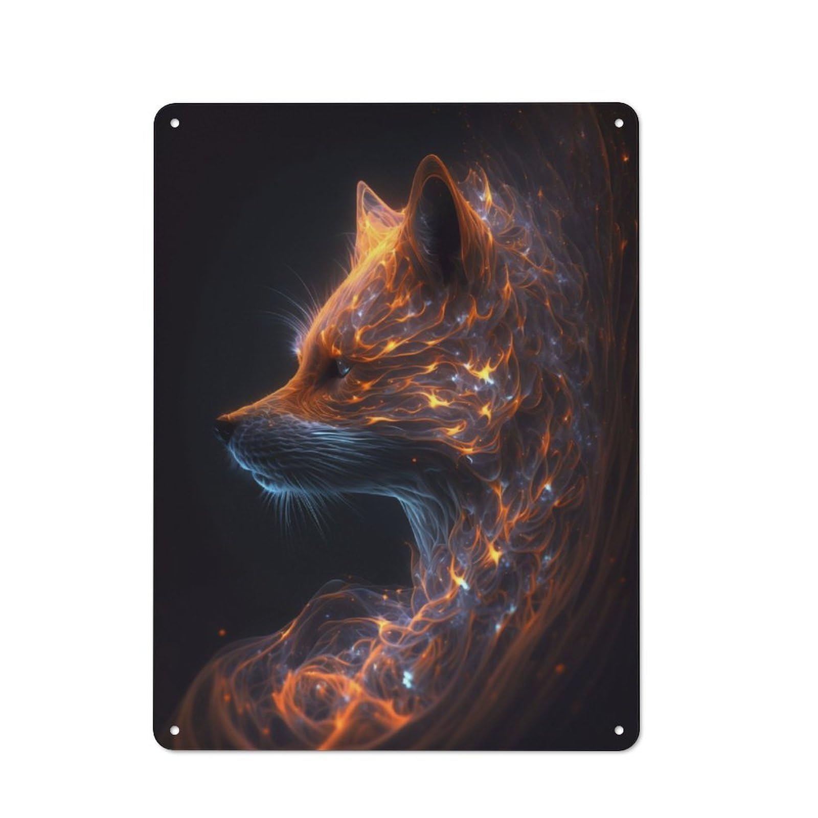Junmoney Galaxy Fox Animal For Hobby Room Or Studio, Rustic Metal Sign 40X30cm, For Creative Interior Collectors Refreshing A Room In Autumn