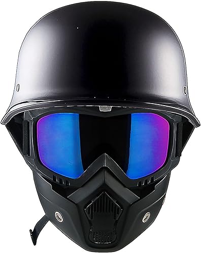 1Storm Casco de motocicleta de media cara estilo alemán aprobado por DOT HKY602