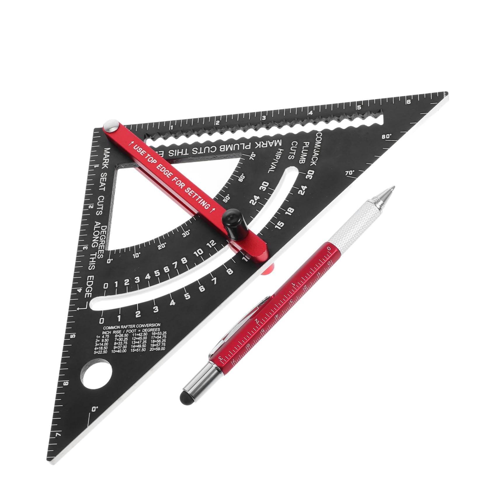 Équerre de Charpentier Réglable en Alliage D'aluminium, Lot de 2, Rouge