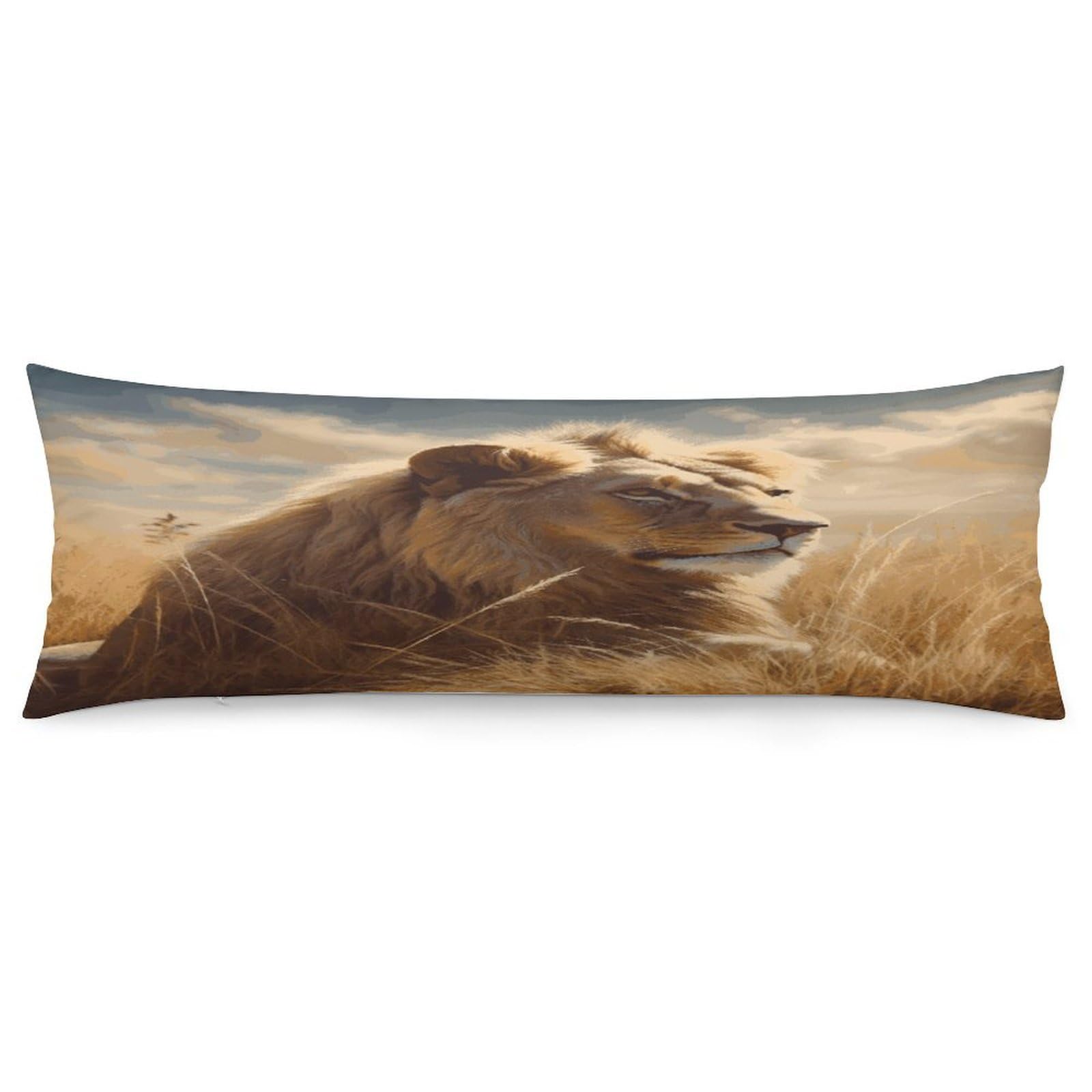 Prairie Lion Body Pillow Cover Luxury Long Body Pillow Pillowcase with Hidden Zipper Breathable Soft Cozy Pillow Case Wrinkle Fade Resistant Pillowcase 20''×54''
