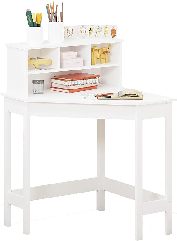 UTEX Corner Desk with Storage and Hutch for Small Space, Kids Corner Desk with