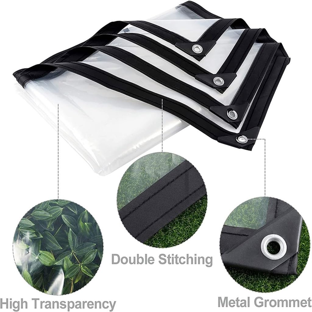 Telo Impermeabile Esterno 110 x 260 cm 400 G M² - PVC Trasparente, Resistente Alle Intemperie, Impermeabile Telone Trasparente per Balcone, Mobili da Giardino, A