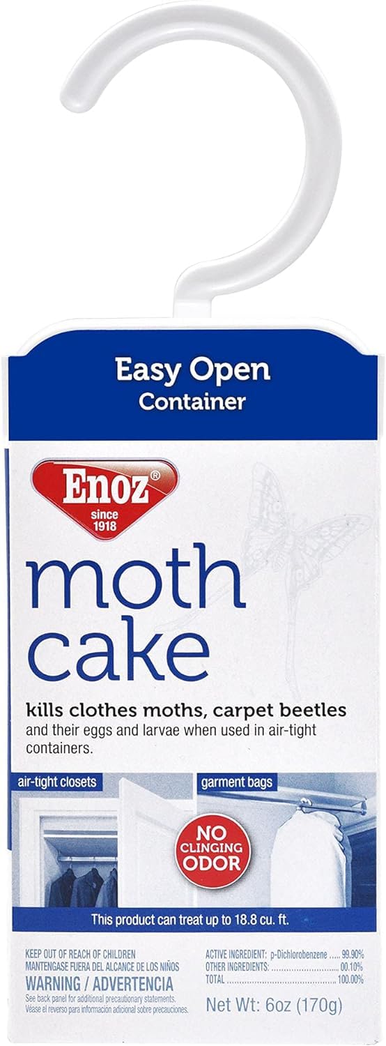 Enoz Moth Cake - 3 Pack (1) Kills Clothes Moths, Carpet Beetles, and Eggs and Larvae