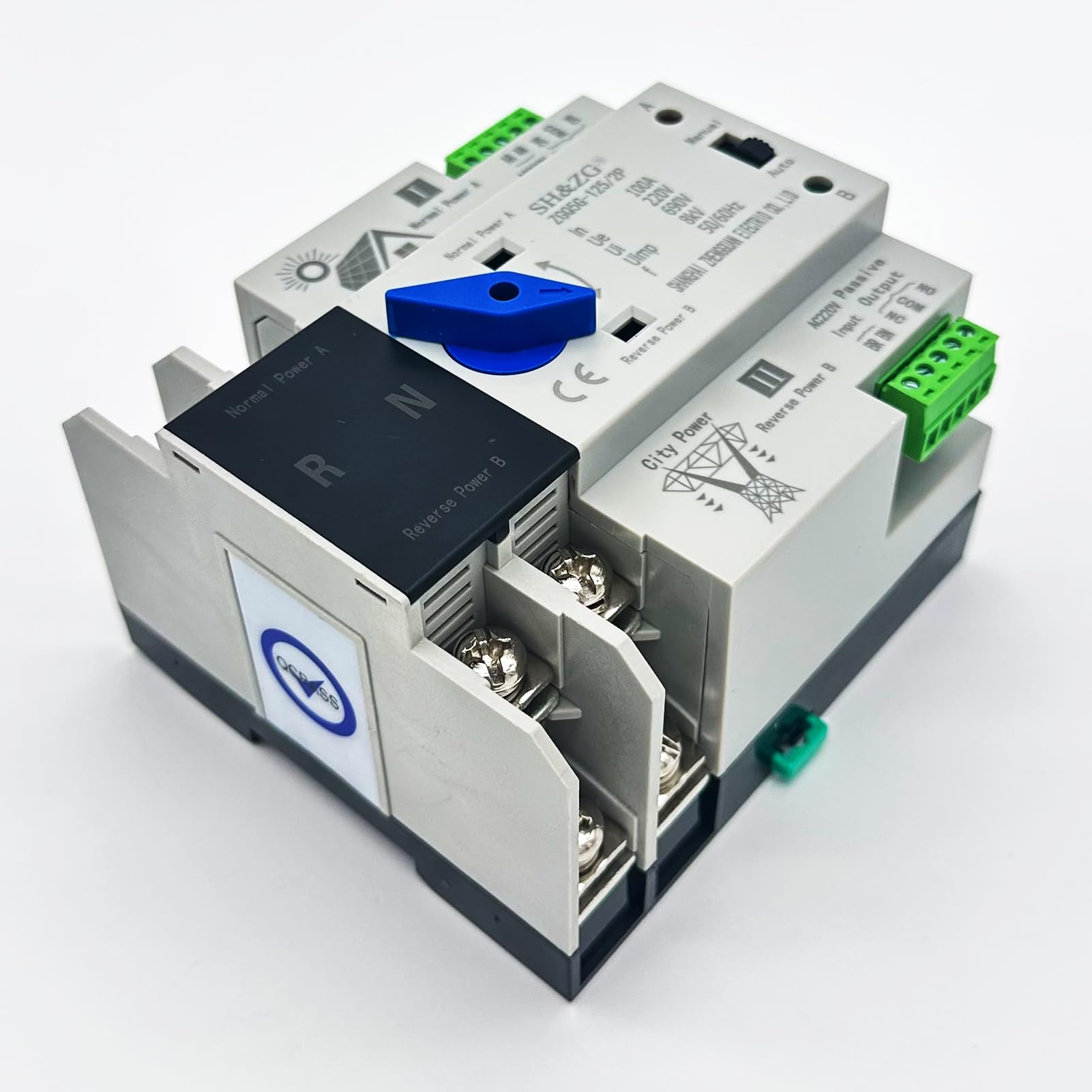 2P 100A ATS, automatischer Transferschalter, ATS Photovoltaik 220V 100A 2P Automatischer Interuptor mit doppelter Transference, für Solarpanel und kommunale Elektrizität
