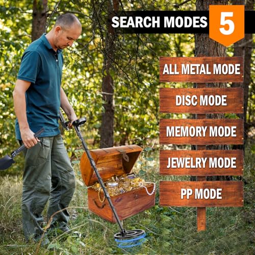 Metal Detector for Adults Professional, Higher Accuracy Gold and Silver Detector, Metal Detector Waterproof Pinpoint, Bigger LCD, 5 Mode, 10" IP68 Coil, New Advanced DSP Chip, Orange