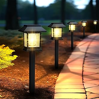 Greluna Solar Lights Outdoor, 6 Pack Waterproof Auto On/Off Solar Pathway Lights for Garden, Landscape, Path, Yard, Patio, Driveway, Walkway Decor