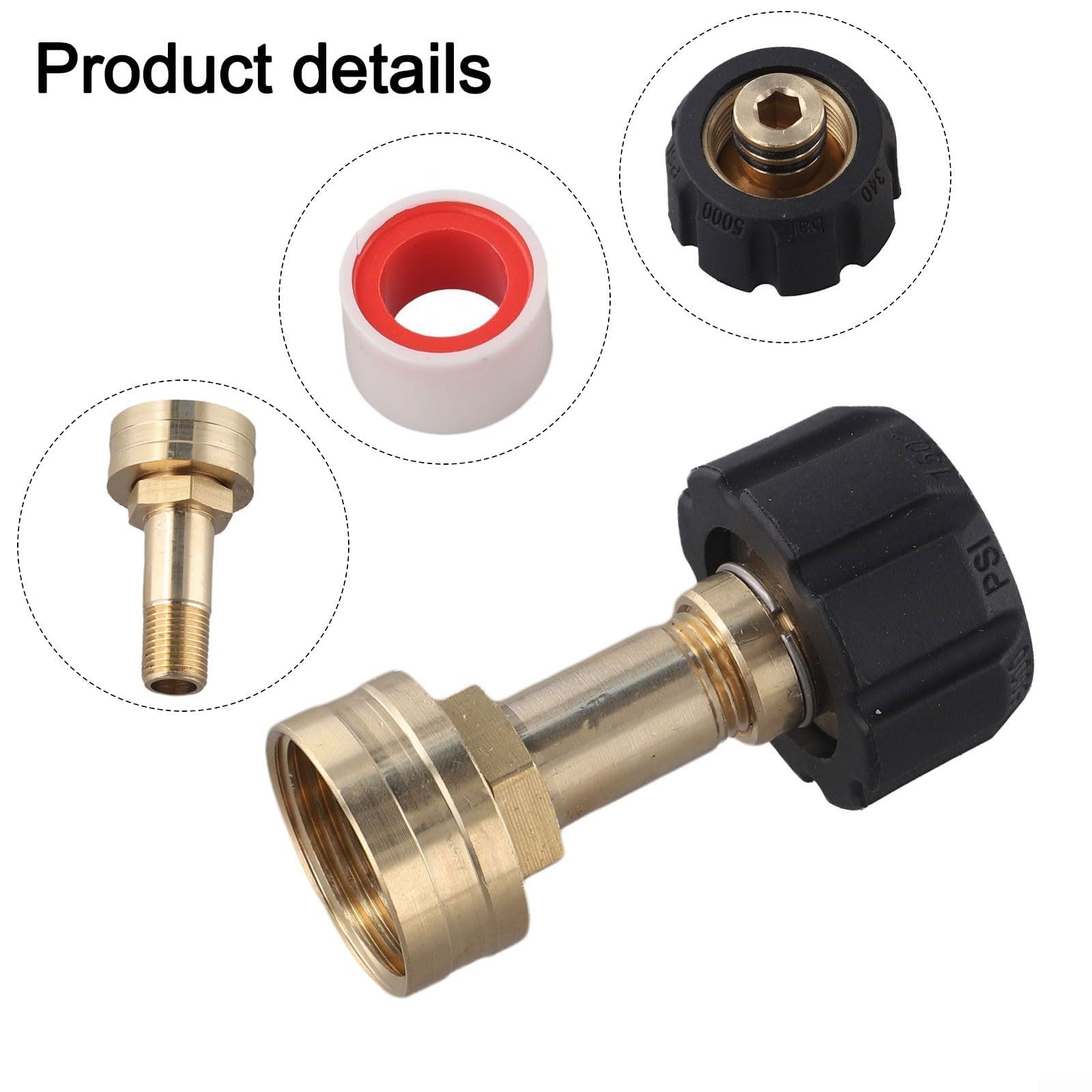 Adattatore per flusso d'acqua M22-14 mm per tubo da giardino a idropulitrice, adattatore per tubo da giardino a connessione rapida, schiuma con montaggio in ottone e plastica resistente