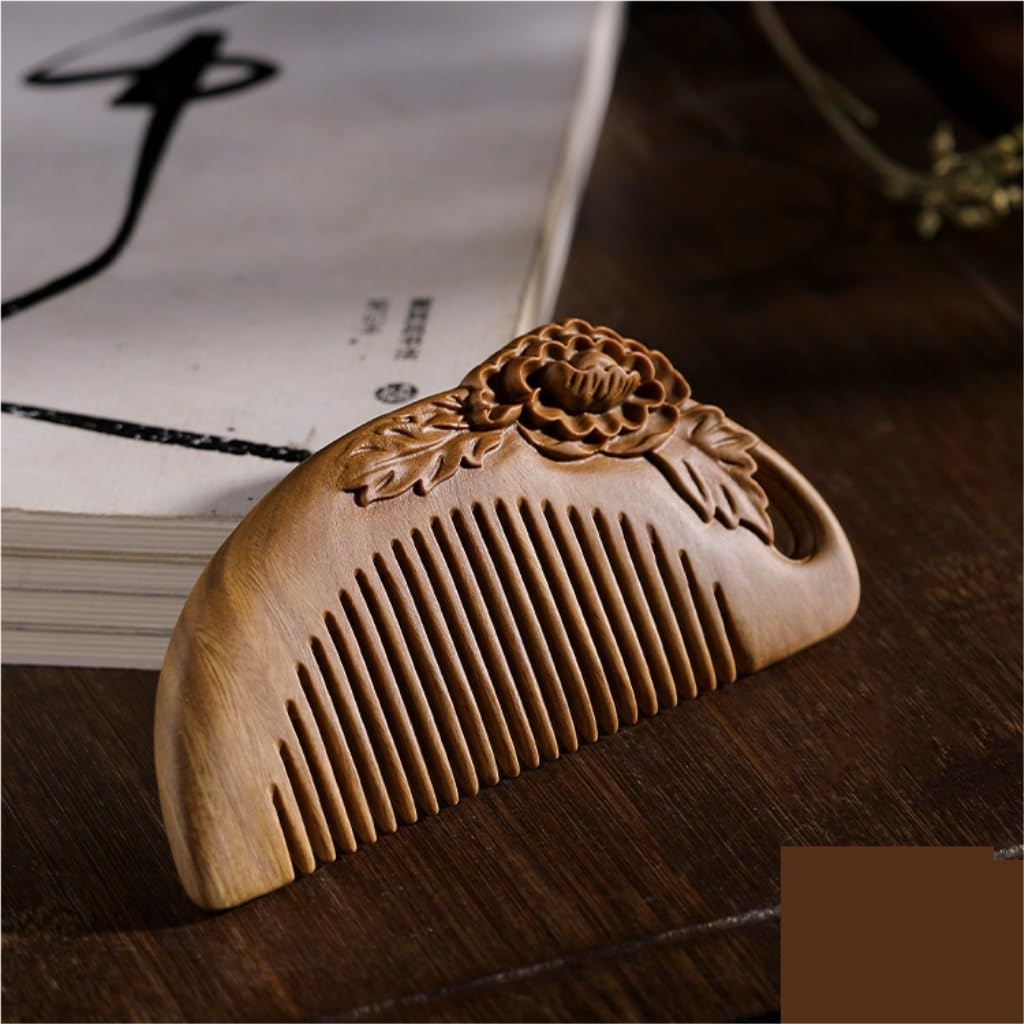 NEBE Cepillo Pelo Peine de Pelo Natural Tallado Retro, Peine de Viaje portátil de Madera, Peine de Ducha for el hogar, Peine for Bigote Peine