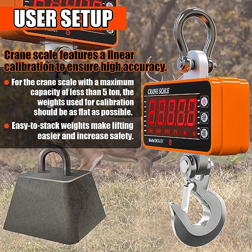Image of YATOINTO 1000kg /2000lb Digital Crane Scale Heavy-Duty Industrial Hanging Scale with Remote Control Smart Type LED Display CE Certified Electronic Weighing Crane Scale (Orange)