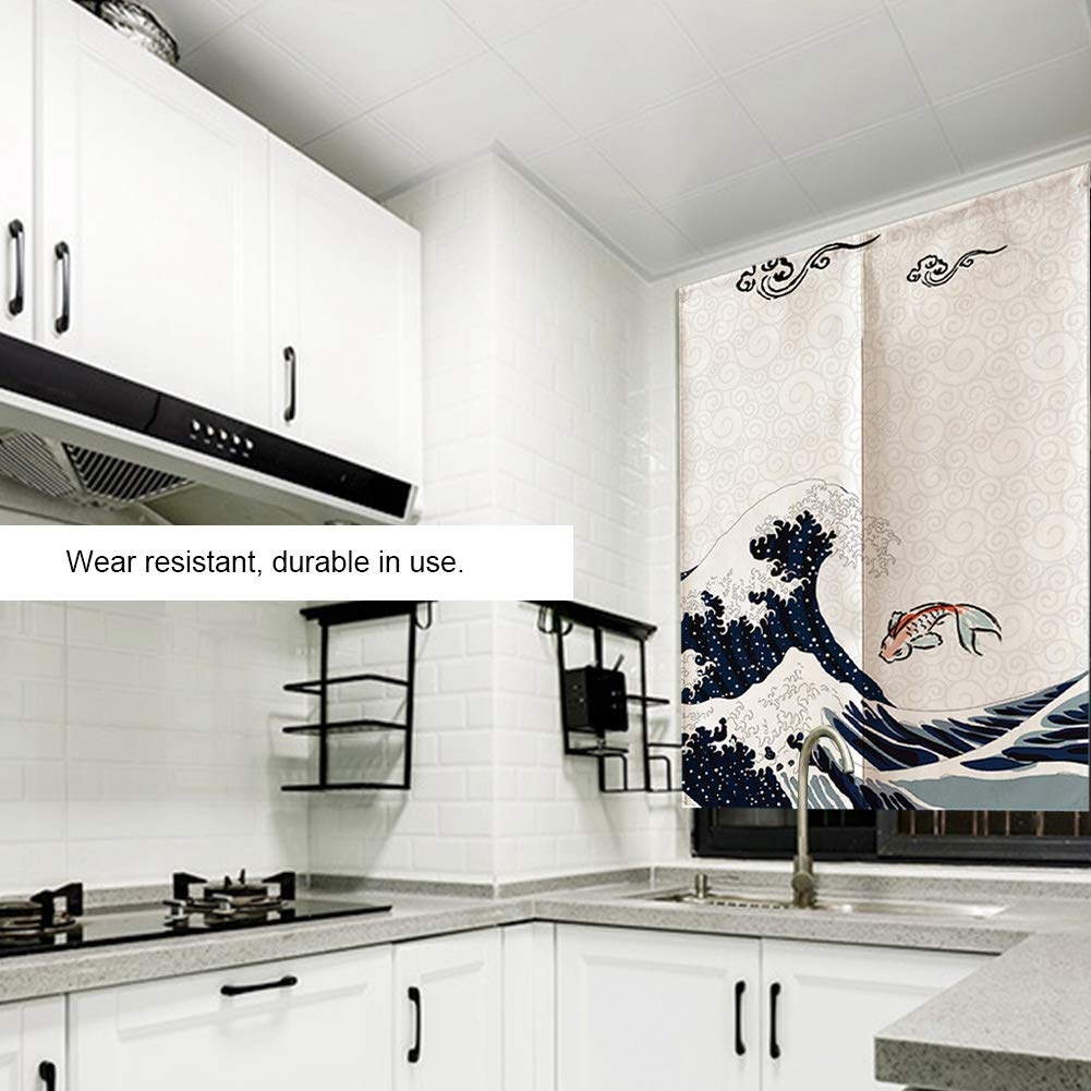 Rideau de Porte Japonais 100% Polyester 90x120cm Séparateur de Pièce Décoration Zen
