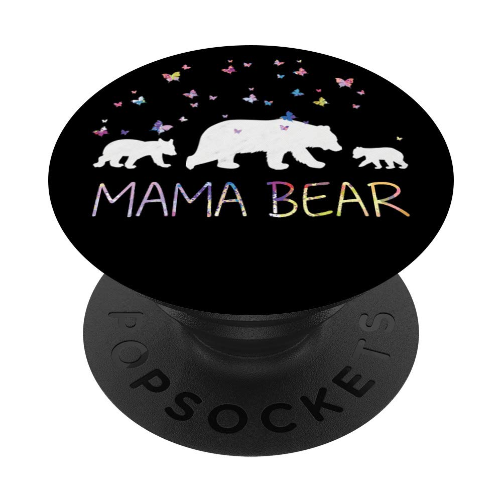 Mama Bear with 2 Cubs Phone Grip for Mom - Butterflies PopSockets PopGrip: Swappable Grip for Phones & Tablets
