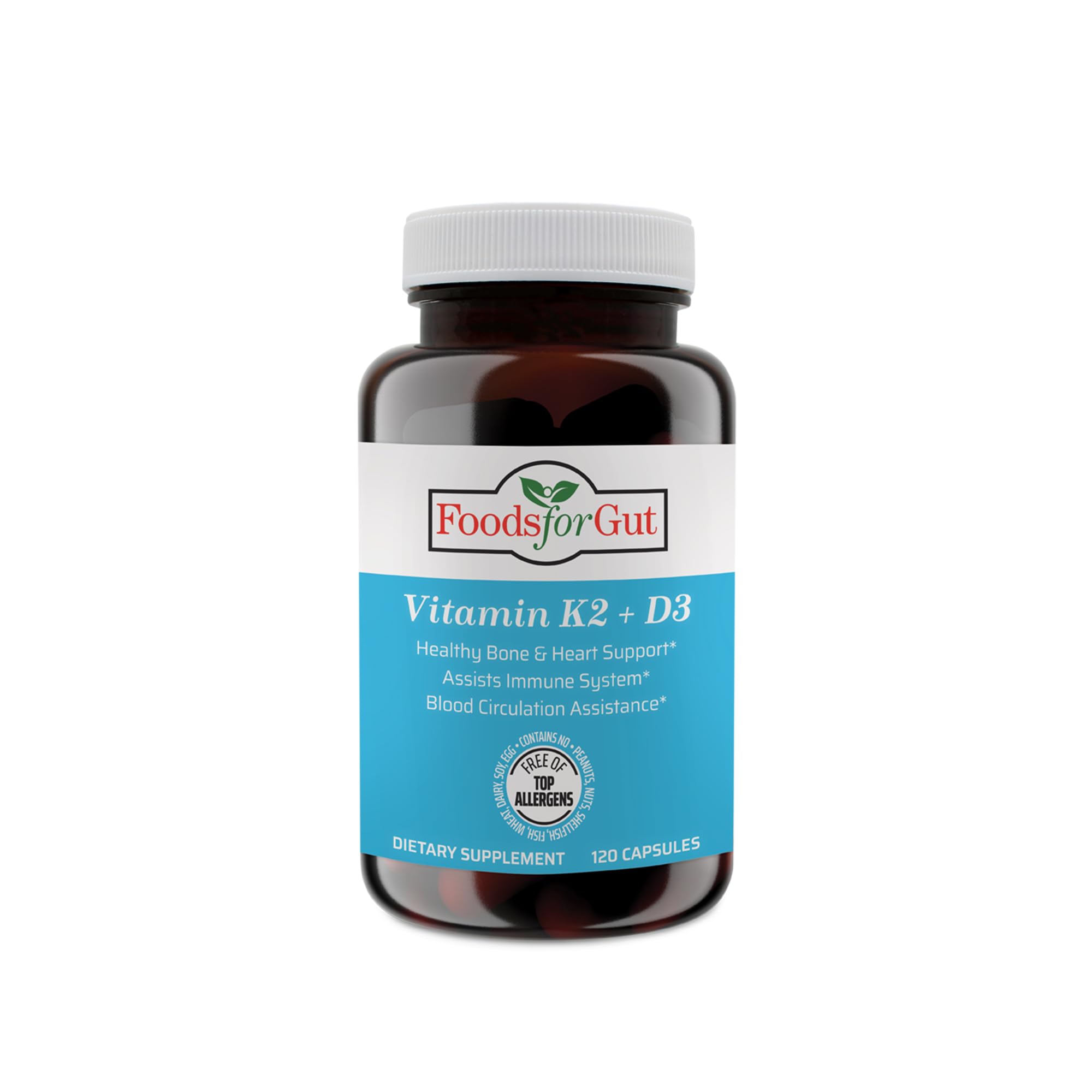 Vitamin K2 (MK7) D3 & BioPerine® Black Pepper Extract | 120 Capsules | Free of Top Allergens | Bone Health | Mood & Energy Support |