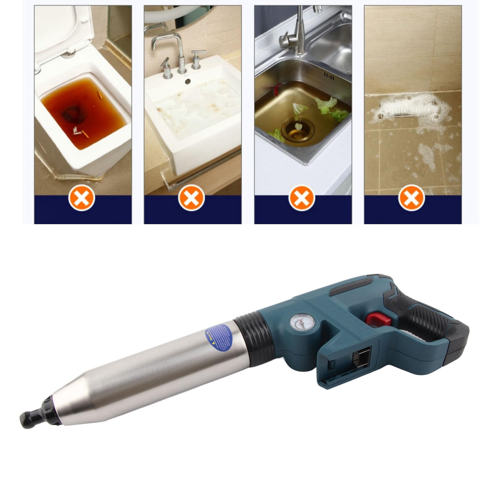 Desatascador de Tuberías Máquina Desatascadora Propiedad para Inodoro con Batería de Litio Desatascador de Tuberías Obstruido Mejorado Obstrucción Li para Batería de Li Baño para