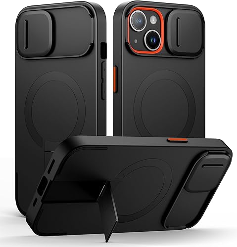 Miniatura 1 de SURITCH Funda para iPhone 1314 con cubierta magnética para cámara y soporte ajustable, compatible con MagSafe, a prueba de golpes, funda protectora
