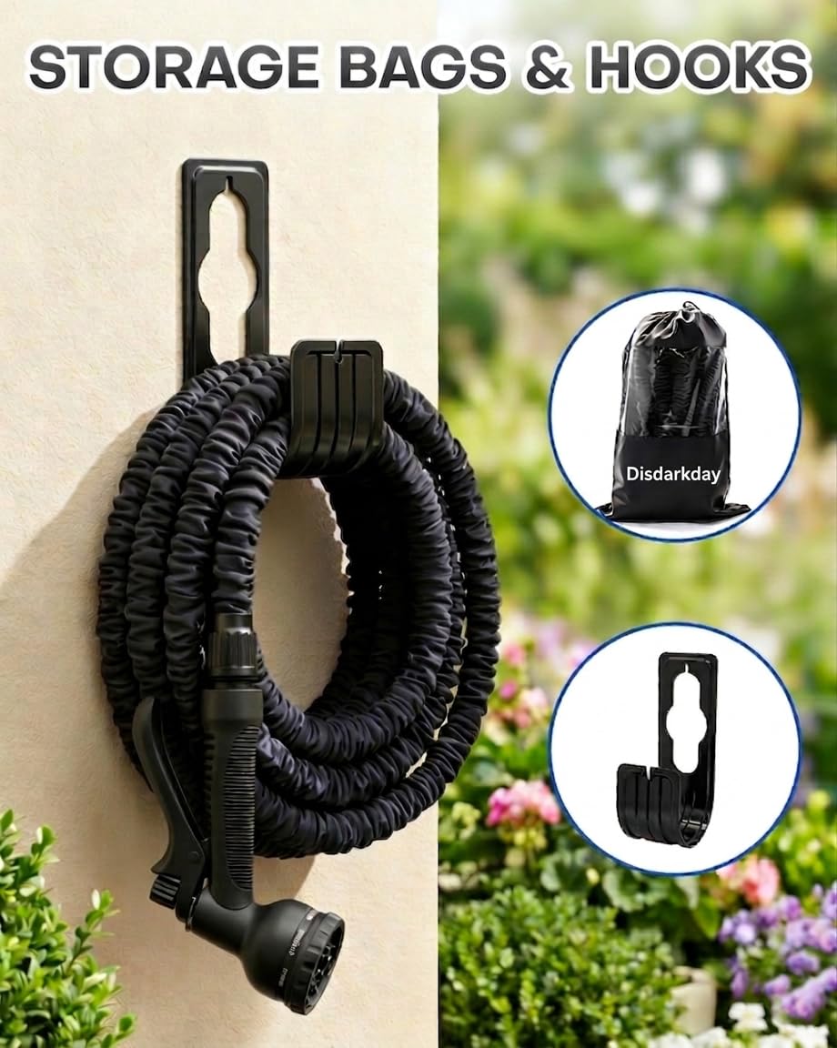 Manguera Extensible 15 m, Manguera Jardin con Adaptadores de Normas EU para Exterior e Interior y 8 Modos Pistola para Familias con Jardín, Huerto, Campo, garden hose — view 7