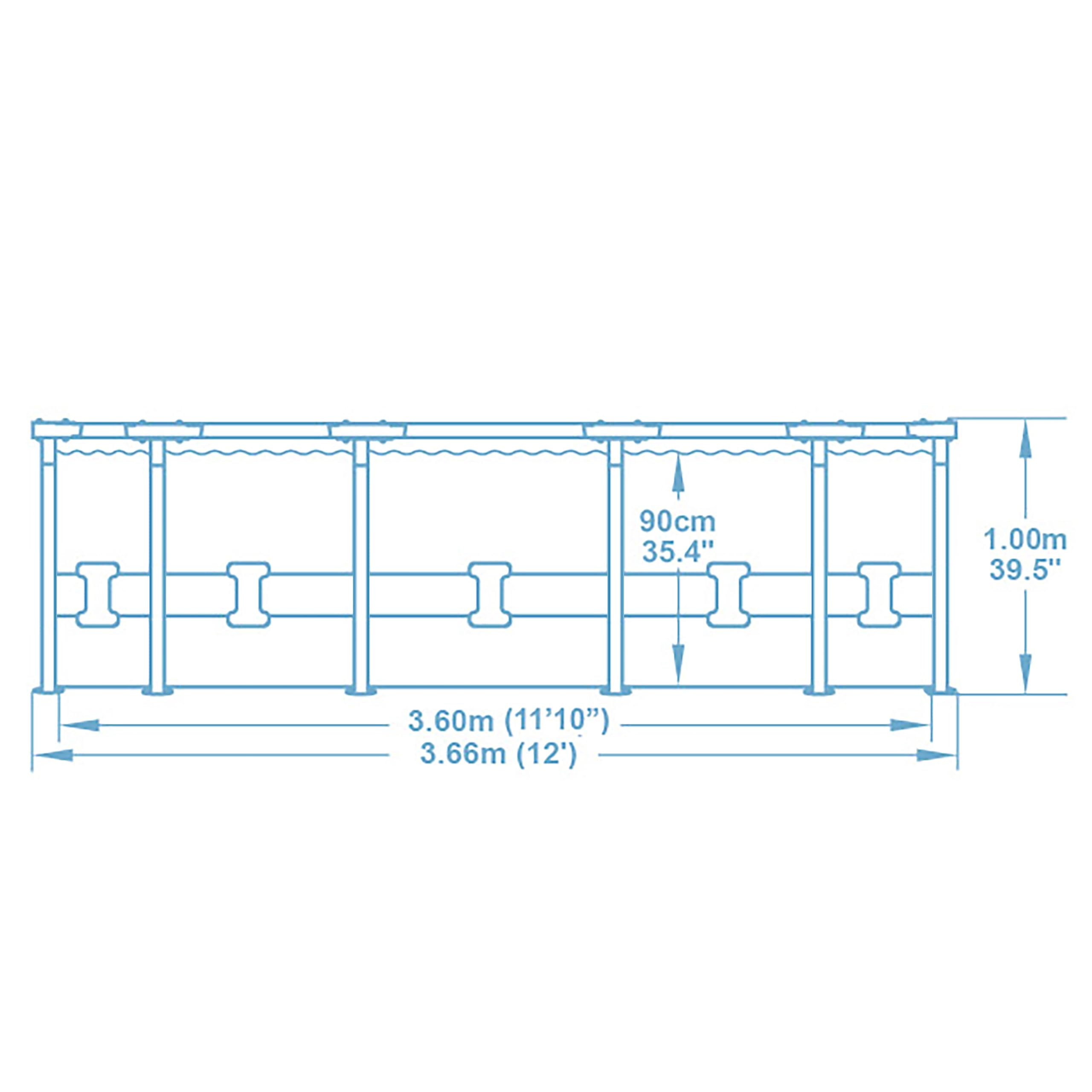 Bestway Aufstellpool rund 366x100 cm Set mit Filterpumpe Holz-Optik 9150 L TriTech-Material