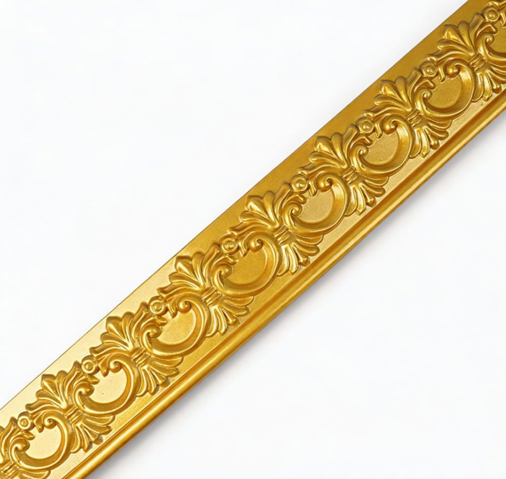 Tmapruvg Gold9 - 5Cm Wide 5Cm*3M Gold Flexible Molding Trim Wall Edging Line,Self Adhesive Peel And Stick Molding Ceiling Trim,Decorative Mirror Frame For Home Decor