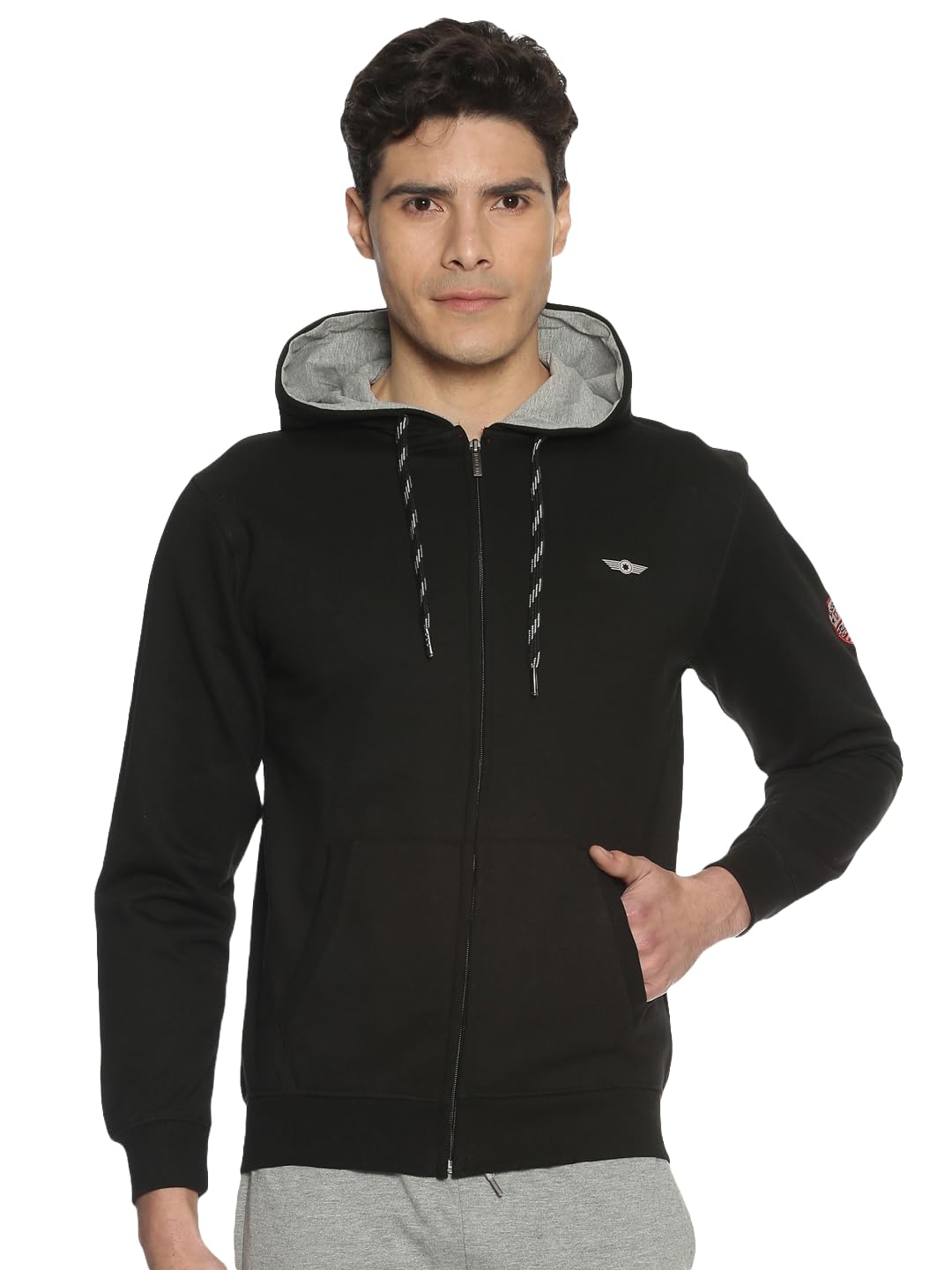 Super Combed Cotton Rich Fleece Mens Hoodie with Zipper & Pockets-image-48