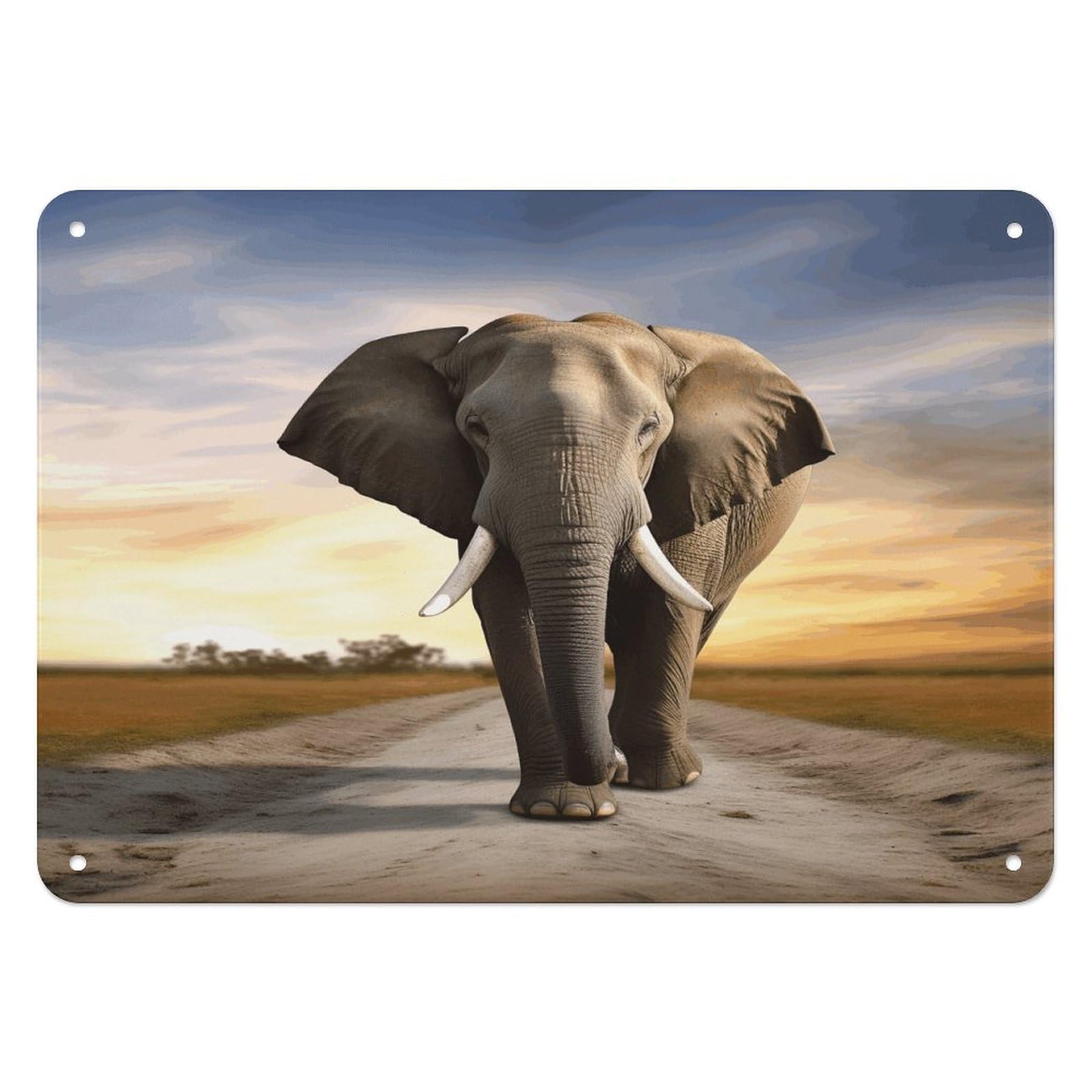 Fodpand Style Elephant Walking Retro Vintage Metal Tin Sign,Wall Art Decor Garden Plaque Poster For Bedrooms Yard Bars Pubs Patios Porches 7.9X5.5 Inch