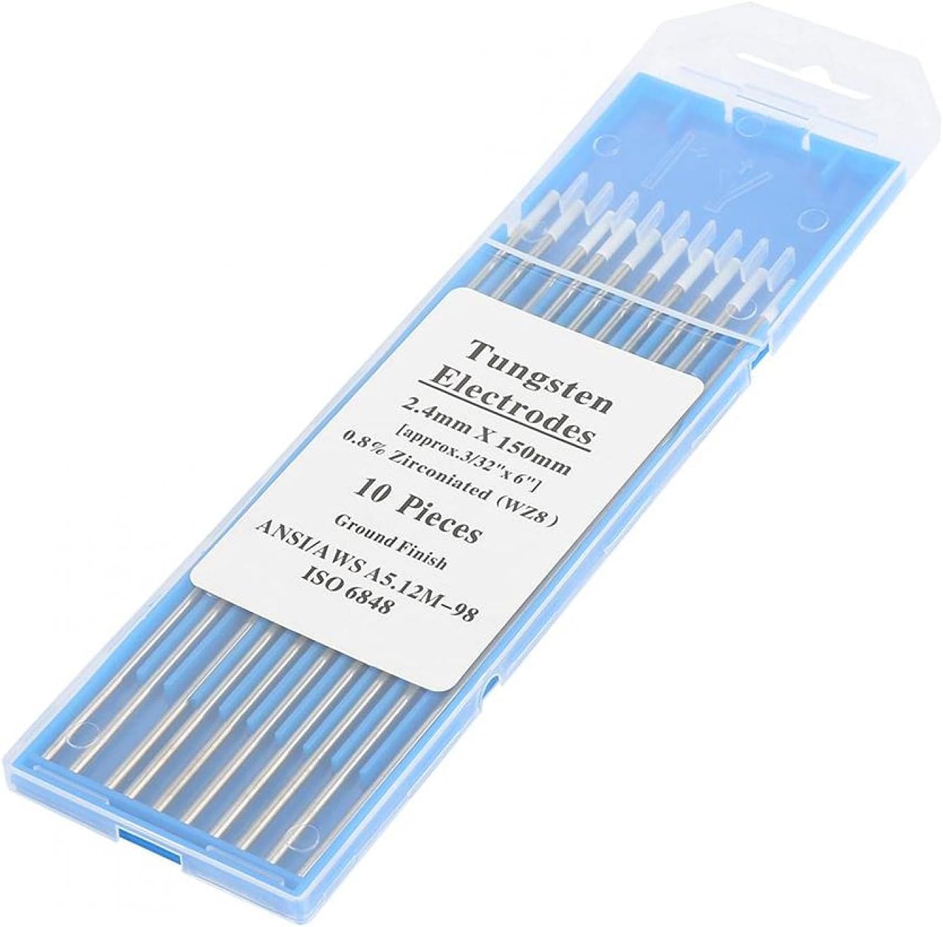 Zirconiated Tungsten Electrodes, 10Pcs 1.0/1.6/2.4/3.2mm WZ8 White Tip