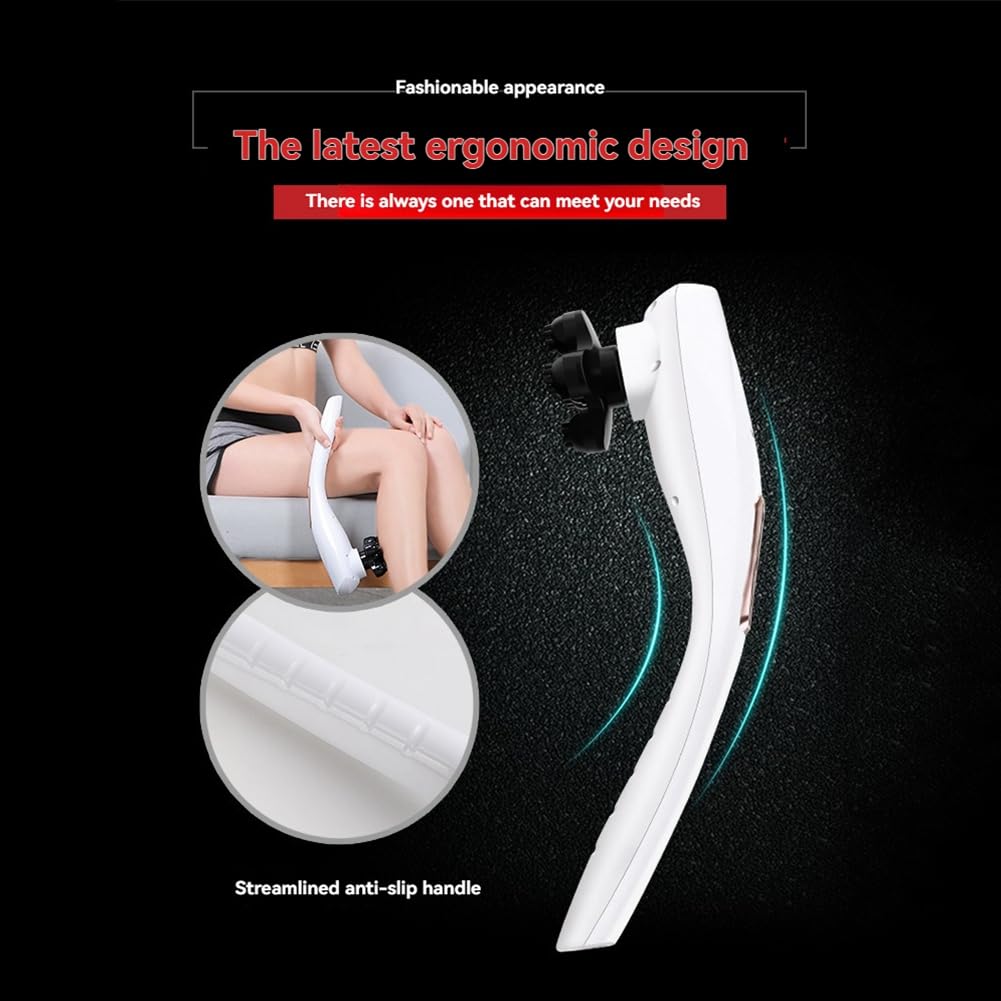 Kabellose Handmassagegerät mit LCD-Display, 12, 10 Geschwindigkeiten, Kabelloser Massager, Wiederaufladbar, für die Vollständige Muskelentspannung.