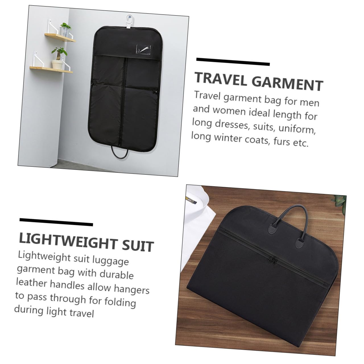 TOYANDONA Portable Business Anzug Kleidersack aus Strapazierfähigem Oxford Großer Faltbarer Kleiderbeutel mit Reißverschluss Atmungsaktiv und Schützend für Reisen und Aufbewahrung zu Hause