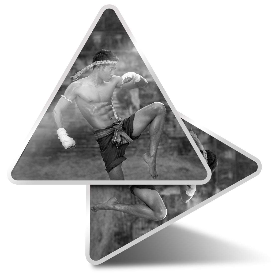 2 x Triangle Stickers 10cm - BW - Muay Thai Boxing Fighter Laptop Tablet Luggage Scrapbook #43262